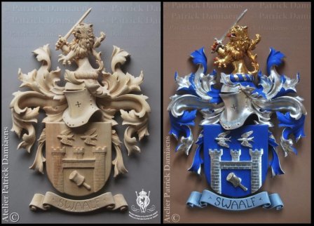 Blason et armoirie bois sculpté | Famille SWAALF (États-Unis)