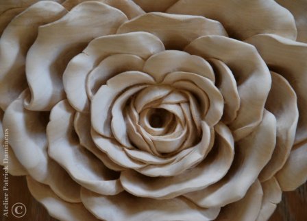 Reproductions d'ornements et de créations personnelles | Détail rose en bois